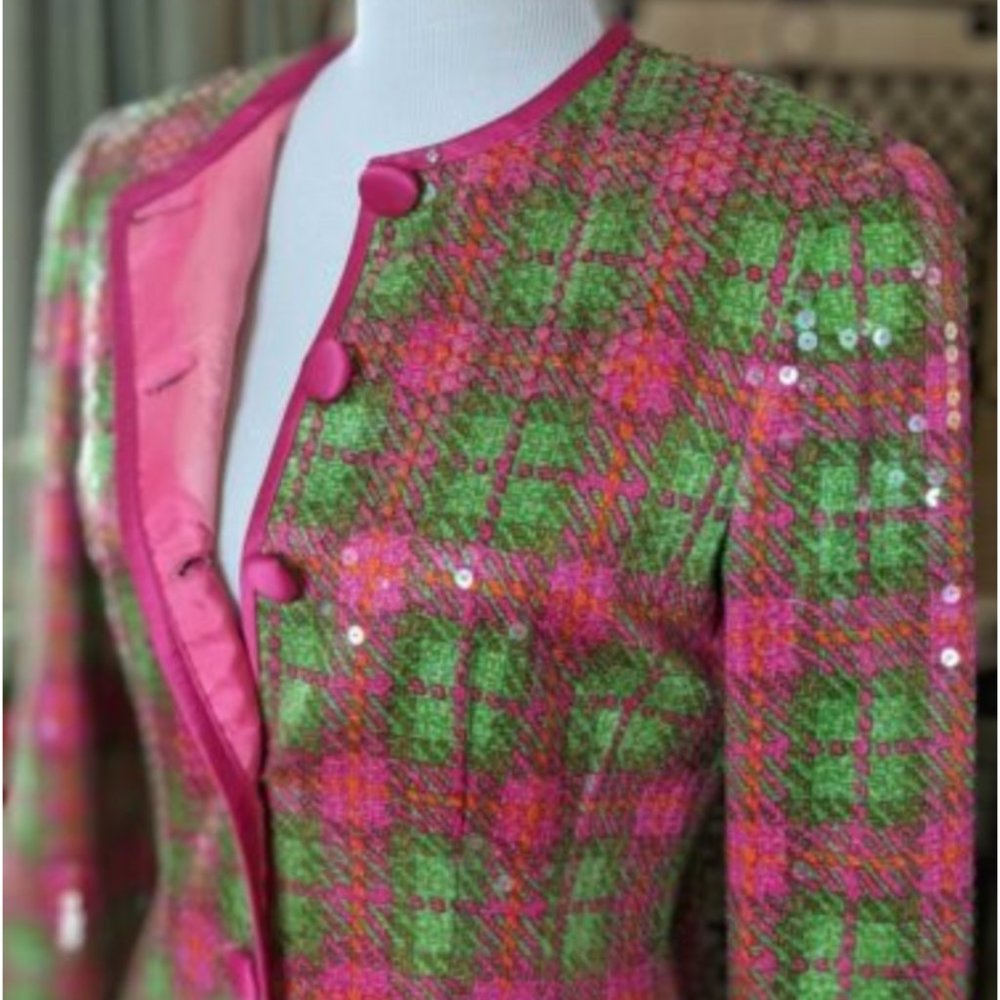 AJ Bari Silk Chiffon Sequin Vintage Blazer